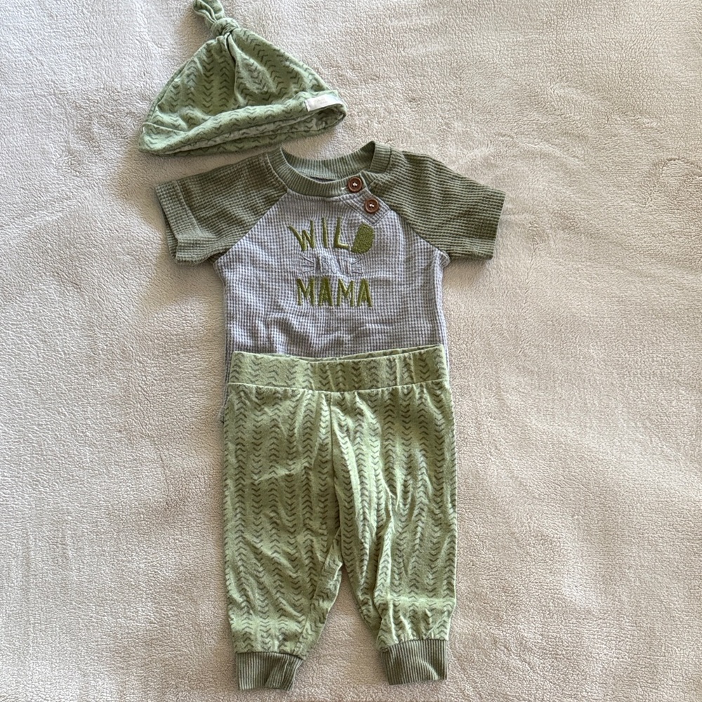 Wild Mama Kids Matching Set - Green
